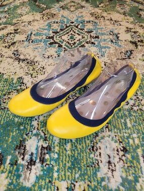 Boden Yellow Round Toe Cushioned Footbed Comfort Ballet Flat Shoes, EU 41 US 10